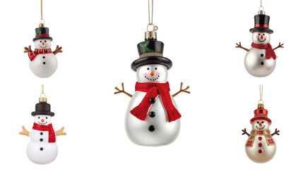 Christmas set of colorful snowman ornaments displayed in a festive home environment capturing holiday cheer and joy
