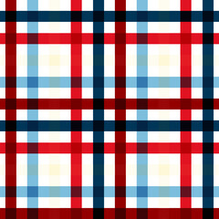 A seamless, vibrant plaid pattern featuring intersecting horizontal and vertical lines in red