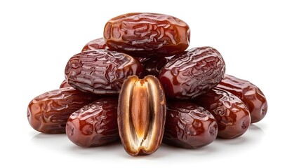 Pile of dates with one cut open