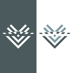 Abstract Modern Geometric Chevron Heart Logo Design