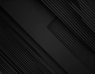 Obraz premium 3D black geometric abstract background overlap layer on dark space with diagonal lines decoration. Modern graphic design element striped style for banner, flyer, card, brochure cover, or landing page