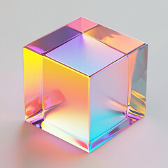 Colorful Transparent Cube with Soft Light Reflection and Gradient