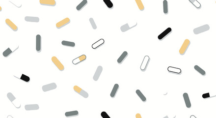 Capsules scattered on white background.