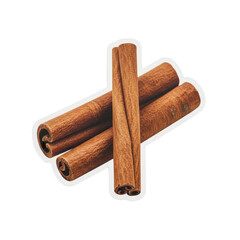Cinnamon sticks arranged in a cross pattern on a white background
