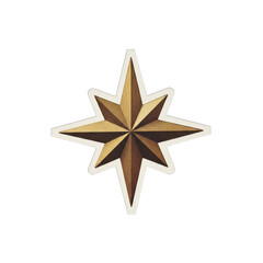 A golden star icon with eight points on a transparent background