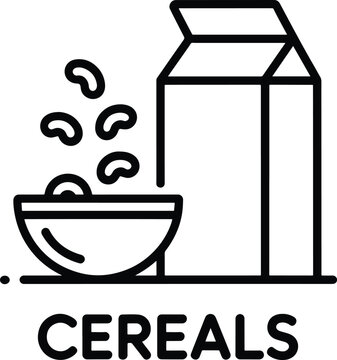 Cereal bowl and cereal box simple icon illustration