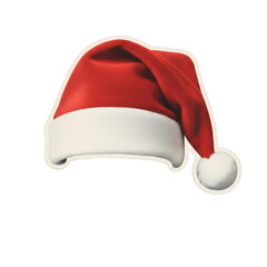 A red and white Christmas hat isolated on a white background viewed from the side