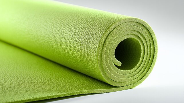 Light green yoga mat on a white background