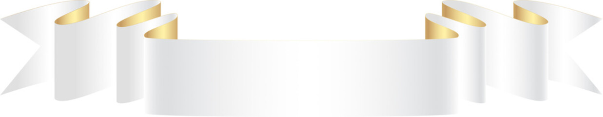 White and Gold Ribbon Banner
