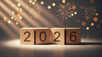 Minimalist yet luxurious photo of 2026 wooden number blocks - 10