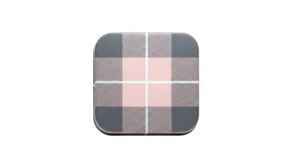 Plaid Pattern Square Object Isolated on White Background