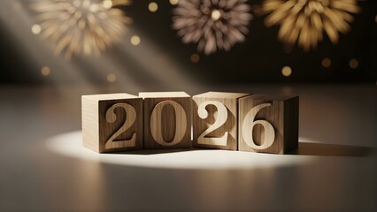 Minimalist yet luxurious photo of 2026 wooden number blocks - 15