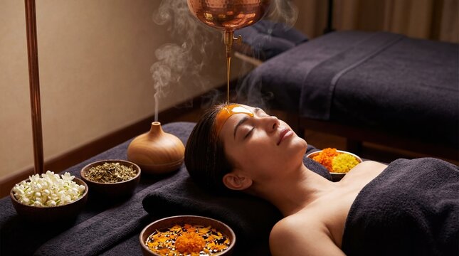 Ayurvedic Shirodhara Oil Treatment Spa Therapy