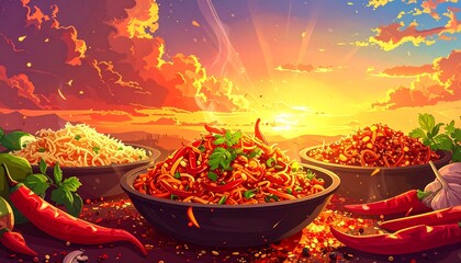 Vector chili peppers that are hot until the fire burns. Spicy Mexican style food. isolate on white background.