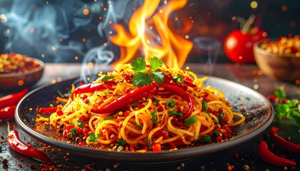 Vector chili peppers that are hot until the fire burns. Spicy Mexican style food. isolate on white background.