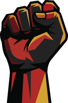 Clenched Fist with Red and Yellow Stripes Symbolizing Strength