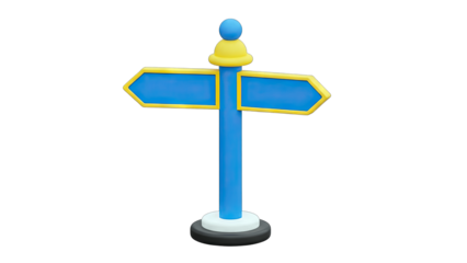 Cartoon Direction Sign Pointing Two Ways on White Background