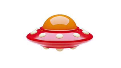 Cartoon UFO Flying in Space - Isolated on White