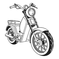 Black and white of minimalist electric moped minimalist black and white