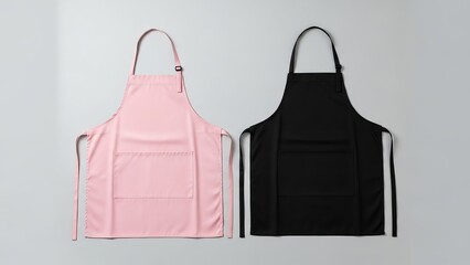 Two aprons in pink and black
