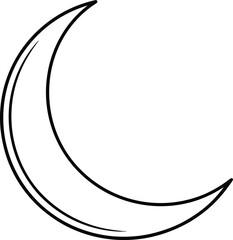 Crescent moon thin line art vector graphic celestial