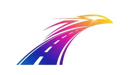 Fototapeta premium Dynamic colorful road logo concept illustrating swift journey and rapid progress