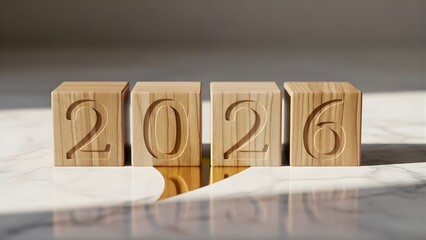 Minimalist yet luxurious photo of 2026 wooden number blocks - 23
