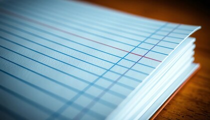 Close-up of blue-lined notebook paper, showing texture and lines, texture, lined paper