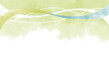 背景にかぶせる装飾波複数ラインと半透明上部黄緑と緑