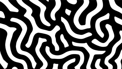 Vector organic pattern of line and dots maze and irregular cells on white background. Black white squiggle pattern
