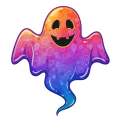 Naklejka premium Happy halloween ghost illustration isolated on transparent background