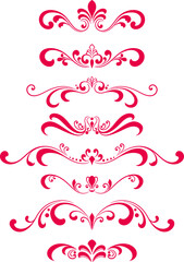 Elegant Red Ornate Flourishes and Dividers Collection