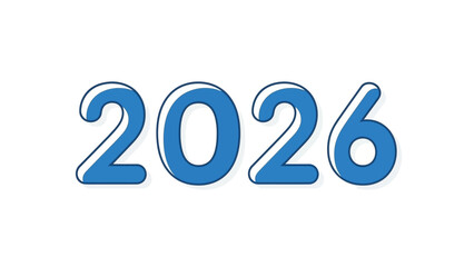 Blue Glossy 2026 New Year 3D Digits - Shiny Plastic Style Numbe