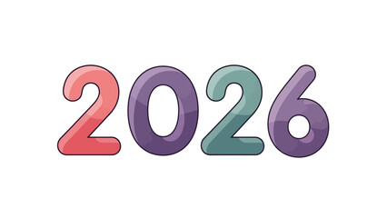 Colorful Purple and Green 2026 Numbers - Playful 3D Typography