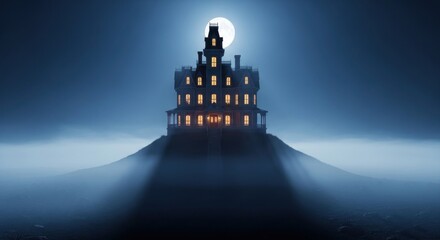 illustration of a mosque in the night