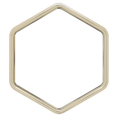realistic 3d render of a golden hexagon frame. shiny metallic six sided border perfect for honeycomb concepts, luxury jewelry branding or modern geometric designs. elegant gold shape isolated.