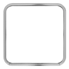 realistic 3d render of a steel square frame with rounded corners. polished metal border perfect for photo mirrors, industrial signage or minimalist decoration.