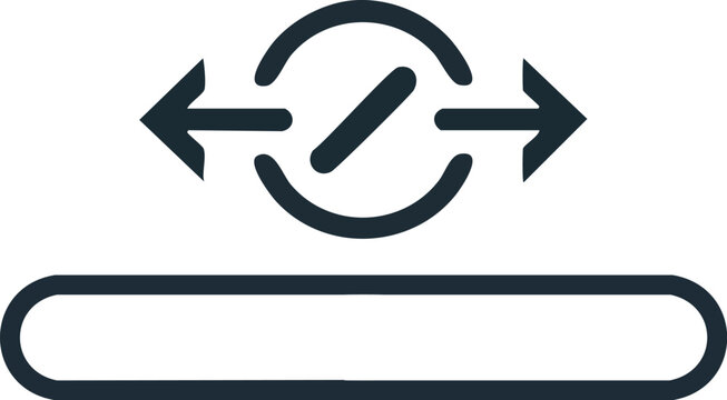 Interchangeable icon representing a bidirectional arrow with a dividing line inside a circle, suitable for symbolizing exchange or transfer options