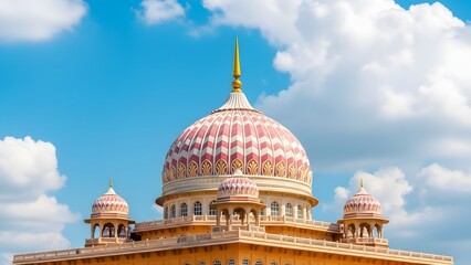 Ornate Temple Dome against Blue Sky