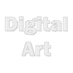 Digital Art glossy 3D glass typography featuring transparent text for graphic design portfolios, creative studio branding, and modern visual aesthetics