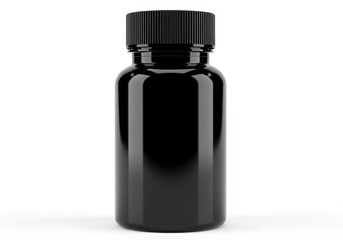 Sleek dark plastic bottle with ribbed screw cap for packaging