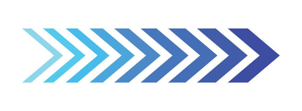 Road lines arrow.  Blue chevron speeds flat style. Gradient speed arrows.