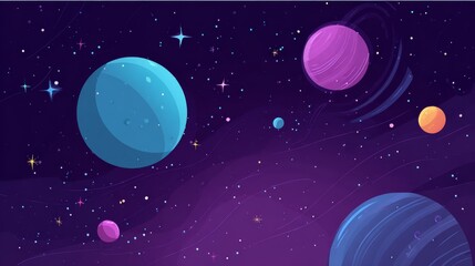 Fototapeta premium Celestial Canvas: Journey through the vast cosmic expanse. Explore the beauty of celestial bodies against a backdrop of deep blues and purples. Discover the serenity of space