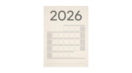 Calendar for the year 2026 includes blank spaces, AI, PNG