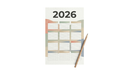 The year 2026 with empty boxes, AI, PNG