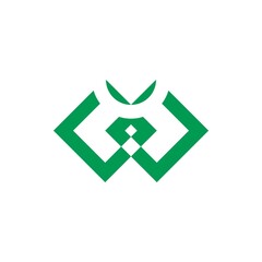 Geometric Abstract Butterfly or Flower Green Logo