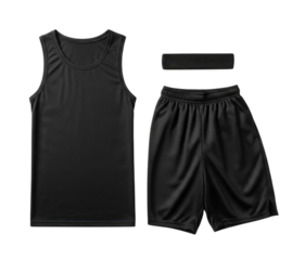 Black basketball uniform with headband transparent background cutout png