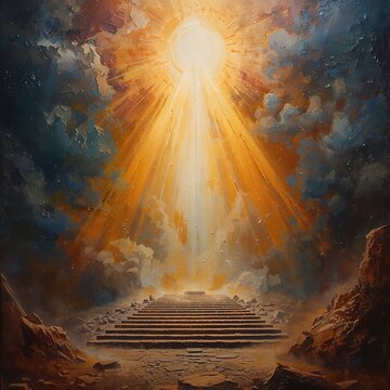 Symbolic Biblical Oil Painting Inspired By Prophet Isaiah Vision Of Divine Glory And Sacred Majesty