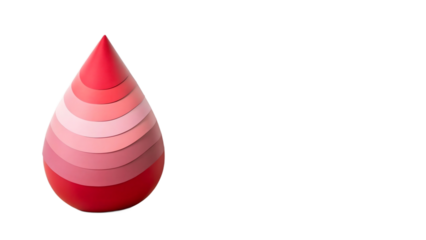 Stylized Layered Red Gradient Sculpture Creating a Striking Abstract Blood Drop Form