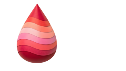 Abstract Teardrop Sculpture with Layered Red and Pink Modern Art Design